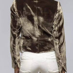 Velvet irregular hem single-button suit jacket