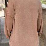 Light Beige Patchwork Corded Lantern Sleeve Top