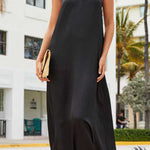 Sleeveless halter neck sexy open back solid color dress