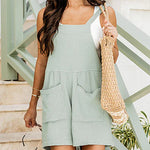 Plus Size Solid Color Casual Loose Adjustable Overalls Wide Leg Shorts Jumpsuits