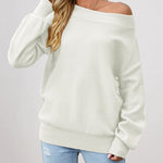 Off The Shoulder Sweater Boat Neck Long Sleeve Knit Tops