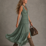 Lucrezia | Gathered V-Neck Maxi Dress