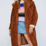 Single-breasted Mid-plush Windbreaker Lapel Lambswool Coat