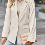 Nadorine Casual Long Blazer Jacket Lapel Open Front Office Suit