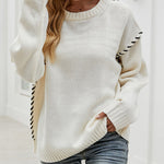 Loose Casual Knitted Patchwork Sweater Top