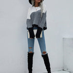 Drop Shoulders Color Block Sweater