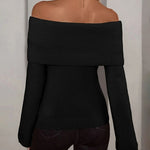 Off Shoulder Fold Over Sweater Sweaters
