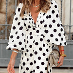 Always The One Polka Dot Button Puff Sleeve Mini Dress