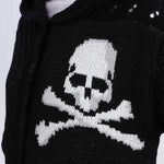 Hollow long-sleeved Halloween skull knitted cardigan with pockets