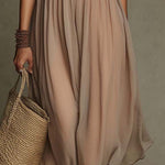 Lightweight And Comfortable Embroidered Tie-neck Sleeveless Midi Dress.