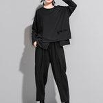 Solid Color Asymmetric Split-Joint Zipper Loose T-Shirt