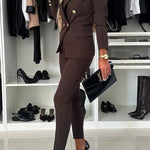 Feeling of Confidence Metal Button Long Sleeve Lapel Blazer