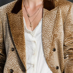 Retro And Fashionable Leopard Print Color-block Collar Velvet Blazer