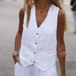 Nadorine (Pre-Sale) Solid Color Sleeveless Slim Fit Cotton Vest Top