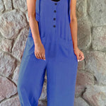 Cassie Button Patch Pocket Suspender Wide Leg Jumpsuit
