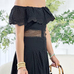 Nirvana off-shoulder ruffled cutout dress