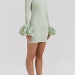 Ruffled Patchwork Long Sleeve High Neck Mini Dress