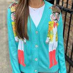 Christmas Nutcracker Sequined Casual Knitted Cardigan