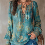 Vintage Ethnic Style Trim Floral Lace Blouse