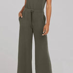 Fashion Slender Casual Women's Sleeveless Solid Color Jumpsuit