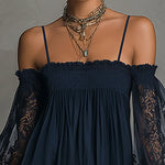 Noemi™ | Navy Lace Chiffon Mini Dress