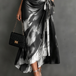 Carlotta | Midi Wrap Dress in Abstract Print
