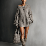 Women's Minimalist Loose Knit Mini Dress
