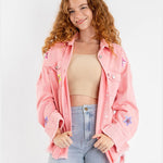 Long Sleeve star sequin shirt Button Down Basic Denim Jacket With Pockets