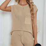 Two Piece Sets Tank Tops High Waisted Shorts Summer Sleeveless Knit Lounge Sets