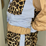 Solid Color Hollow Lace Lapel Short-sleeved Top and Elastic Waist Loose Pocket Pants Set