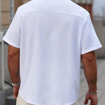 KZZ Plus Size Solid Color Short-Sleeve Button-Up Shirt
