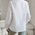 Nadorine Ruffle Trim Button Front Shirt Regular Fit Long Sleeve Work Blouse