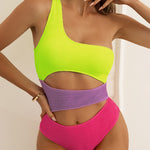Nadorine Women's Color-Panel Crinkled Cutout One-Piece Swimsuit
