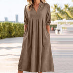 Amber™ | Elegant Midi Dress with Pockets