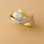 Vintage Irregular Gold and Silver Zircon Ring