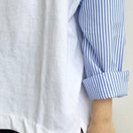 Striped Split-Joint Plus Size Loose Long Sleeve Shirt Tops