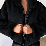 Faux Fur Zip-Up Cardigan Plush Jacket