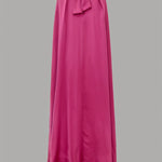 Simple Batwing Sleeves Lace-Up Solid Color High-Neck Midi Dresses