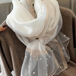 Sun-Protection Beaded See-Through Shawl&Scarf