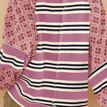 Casual Striped Print Flowers Contrast O Neck Hoodies