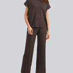 Women's Two Piece Outfits Sweater Sets Knit Pullover Tops High Waisted Pants Lounge Sets