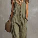 Retro Sleeveless Loose-fitting Straight-leg Jumpsuit