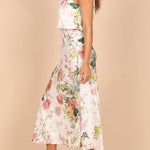 Wine Country Dates Floral Halter Neck Elastic Waist Maxi Dress