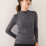 10 Colors Simple Solid Color Long Sleeves High-Neck T-Shirt Top