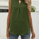 Solid color chiffon shirt loose V-neck pullover sleeveless top vest