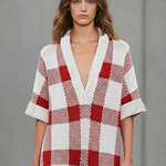 Women's Minimalist Checkered Knit Loose-fitting Jumpsuit