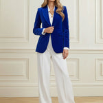 Long Sleeves Buttoned Solid Color Notched Collar Blazer Suits Outerwear