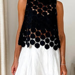 Casie See Through Circle Embroidery Elastic Waist Tassle Hem Maxi Skirt