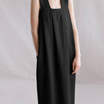 Solid Casual Loose Square Collar Sleeveless Backless Summer Long Midi Dress