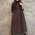 Original Solid Corduroy Lapel Dress